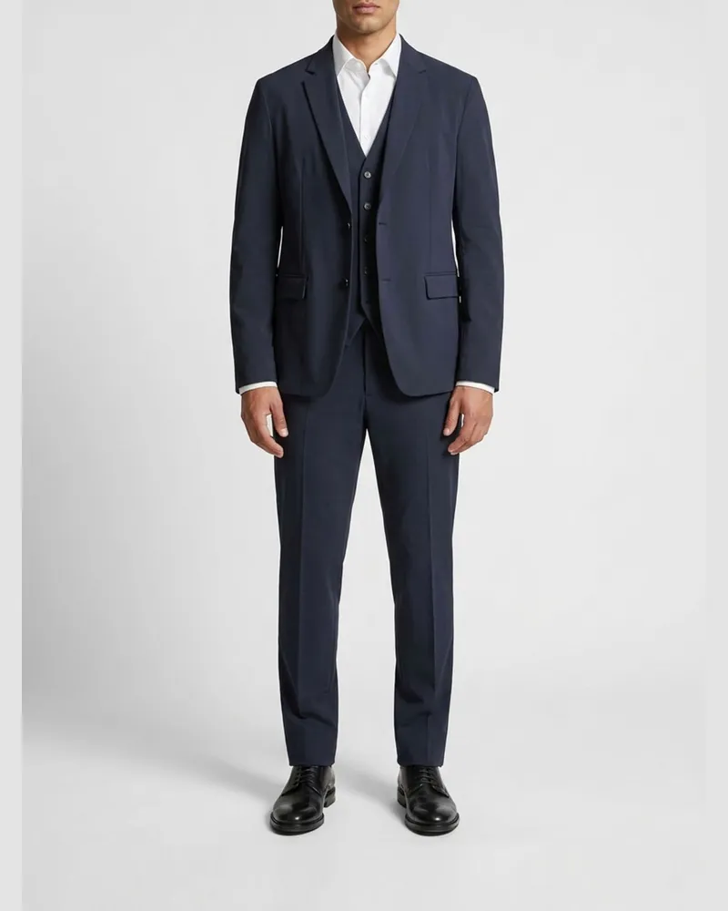 DUNO Einreihiger Blazer aus technischem Gewebe mit Pattentaschen Blau