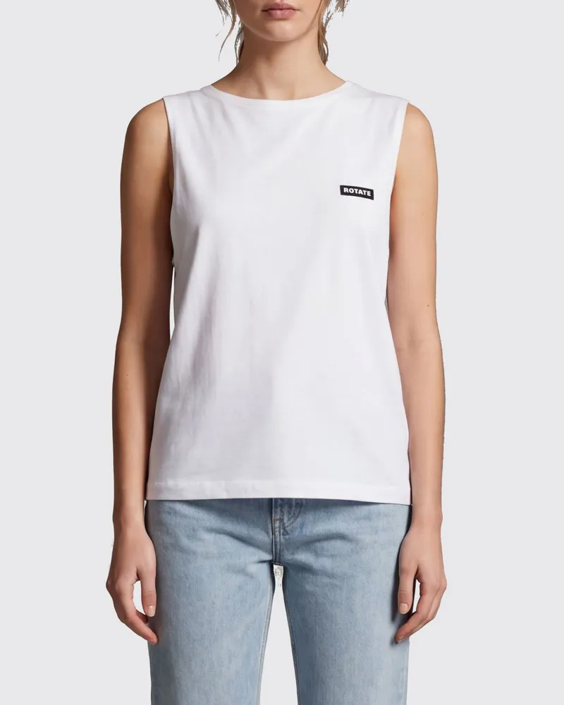 ROTATE Birger Christensen Tanktop aus Bio-Baumwolle mit appliziertem Logo Weiß