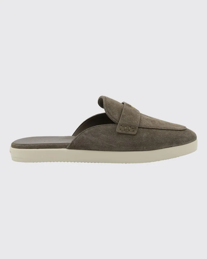 Tory Burch Mules aus Veloursleder mit Double T-Logo und niedrigem Absatz von Beige