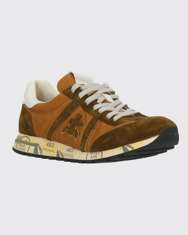 Premiata Lucy Sneakers aus Wildleder und Used-Nylon Rostbraun