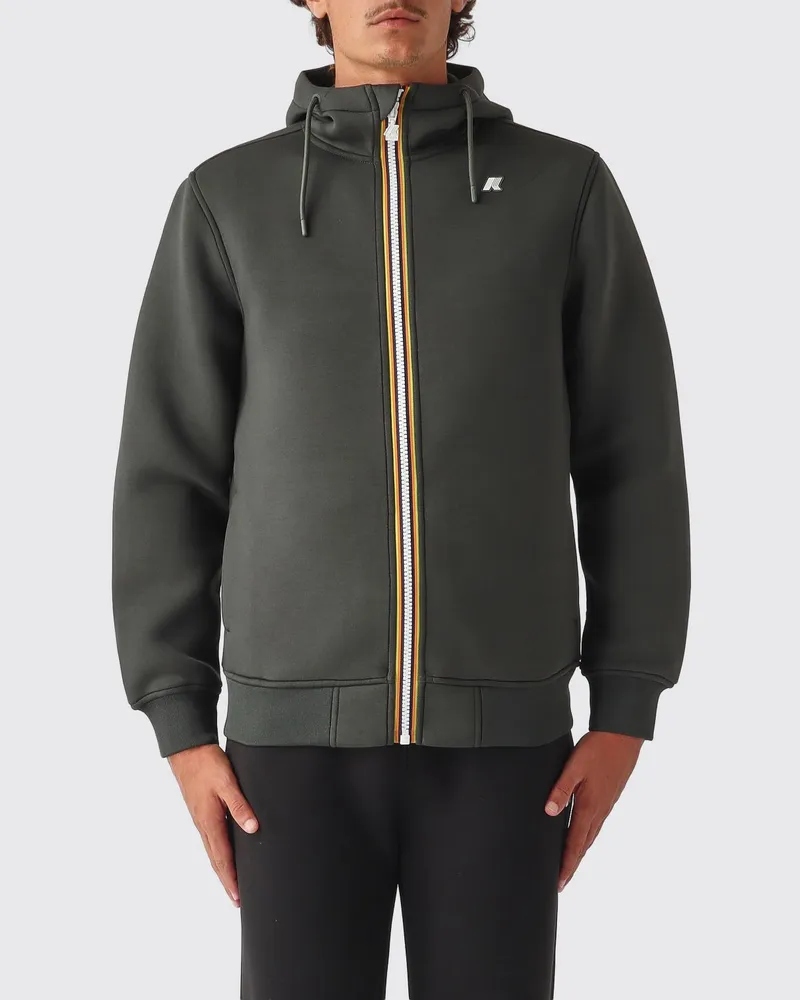 K-Way Kapuzen-Sweatjacke aus technischem Stretch-Gewebe für Herren Military