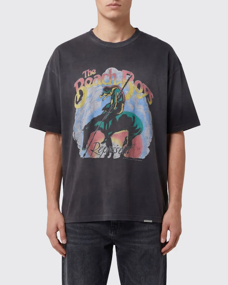 REPRESENT T-Shirt aus Bio-Baumwolle und Hanf mit Rock-Grafikdruck Schwarz