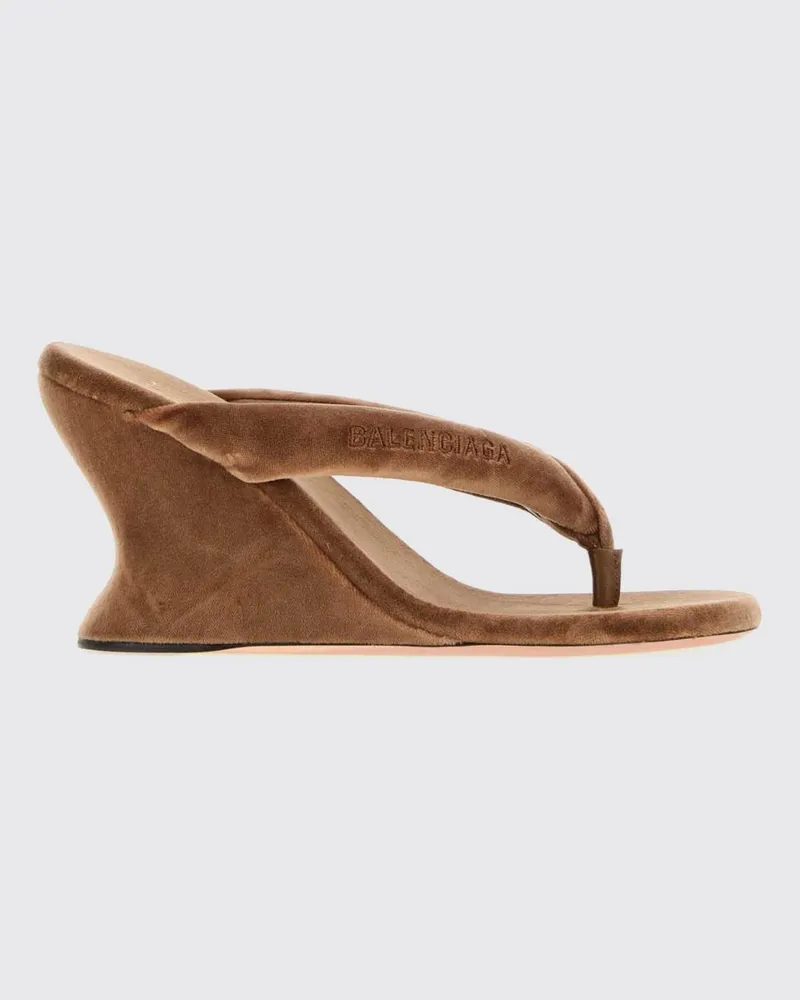 Balenciaga Gaeta Keil-Zehentrenner-Sandalen aus Samt Haselnuss