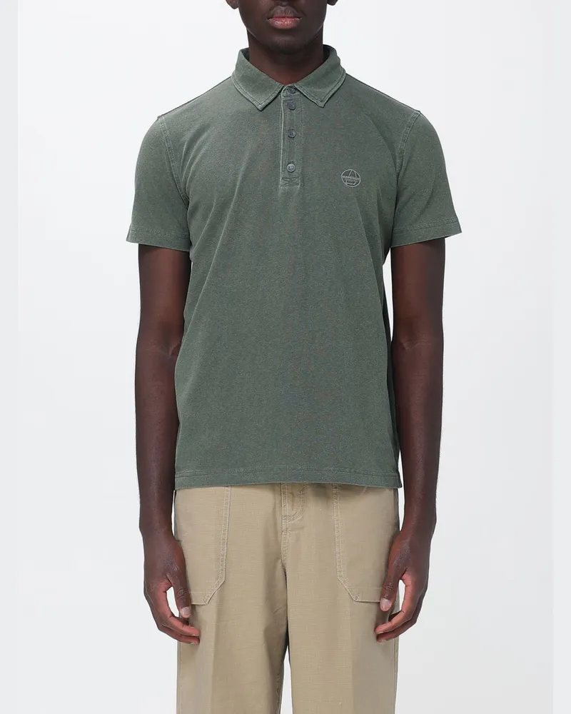 Murphy & Nye Kurzarm-Poloshirt aus Baumwolle mit geripptem Kragen Olive