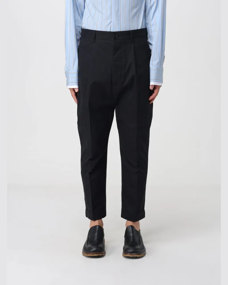 AMI Paris Karottenhose aus Baumwolle mit Bundfalten vorne Schwarz