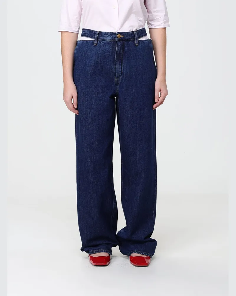 Jil Sander Wide-Leg-Jeans mit mittlerer Bundhöhe aus Baumwolldenim mit Cut-Out-Details Denim