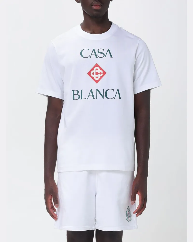 Casablanca Paris Rundhals-T-Shirt aus Bio-Baumwolle mit Logo-Print Bianco