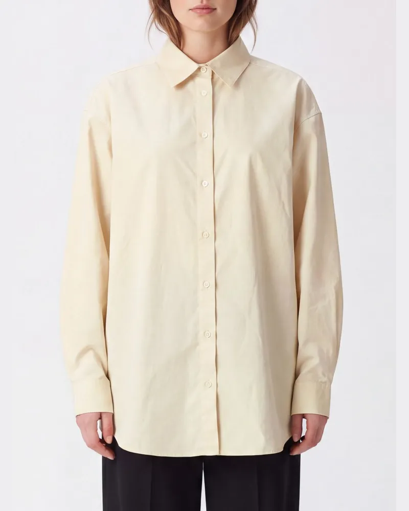 Totême Hemdbluse aus Baumwollpopeline in Relaxed Fit mit überschnittenen Schultern Beige