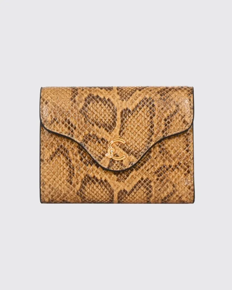 Coccinelle Reißverschluss-Geldbörse aus Leder mit Allover-Python-Print Honey