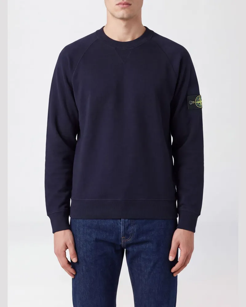 Stone Island Wollmischung-Pullover mit Rundhalsausschnitt und Compass-Logo Blau