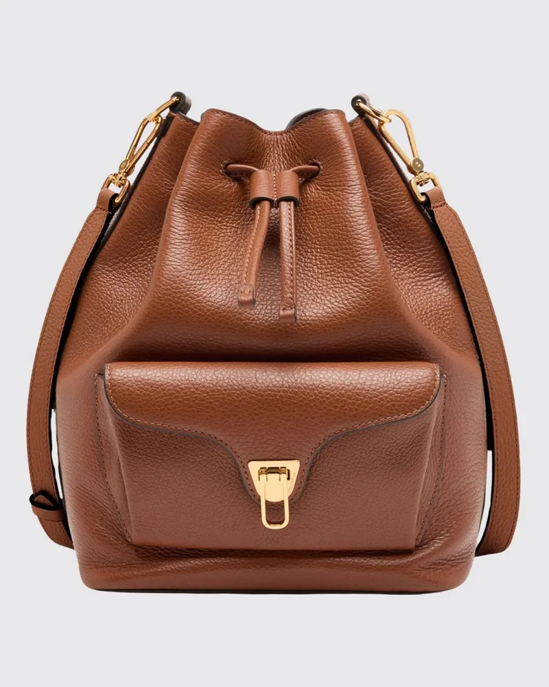 Coccinelle Beat Generation Beuteltasche aus genarbtem Leder Burnt