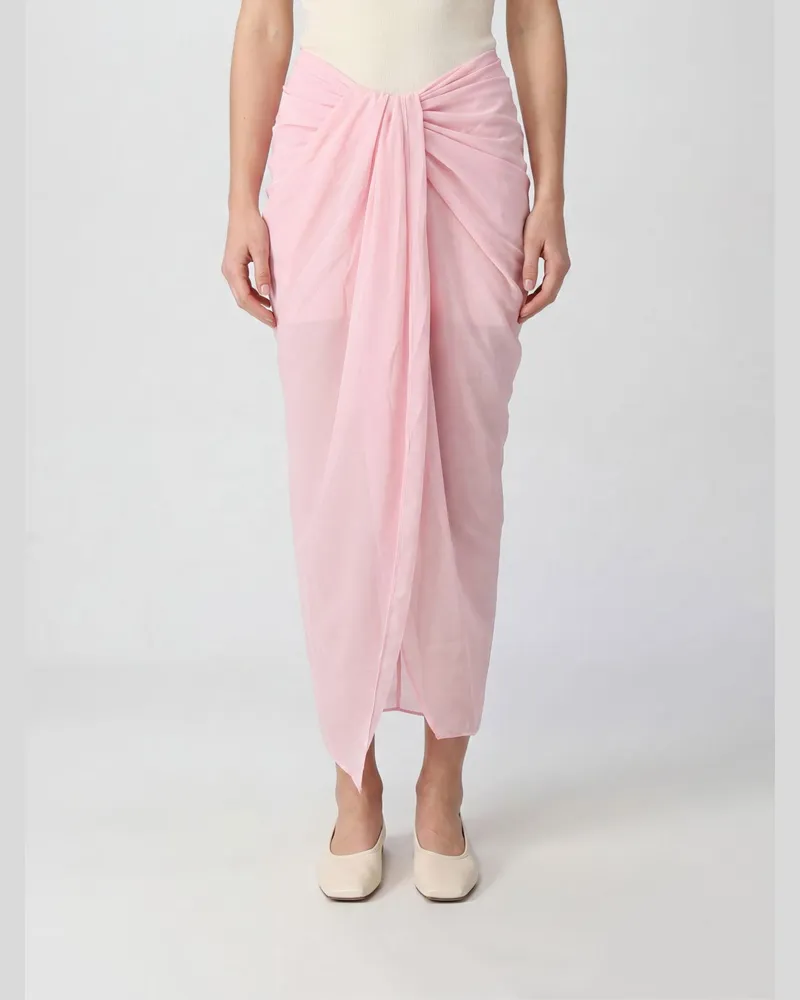 Jacquemus Drapierter Jersey-Bleistift-Midirock mit asymmetrischem Saum Pink