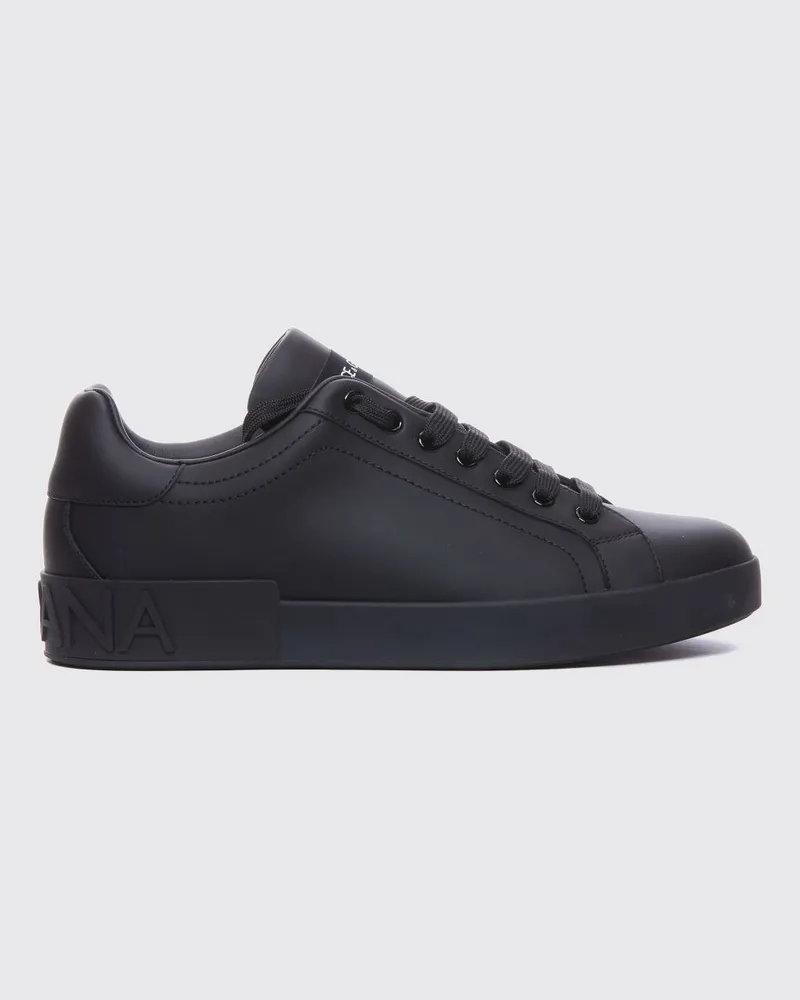Dolce & Gabbana DOLCE  GABBANA Portofino Sneaker von Dolce & Gabbana aus glattem Kalbsleder mit Logo Schwarz
