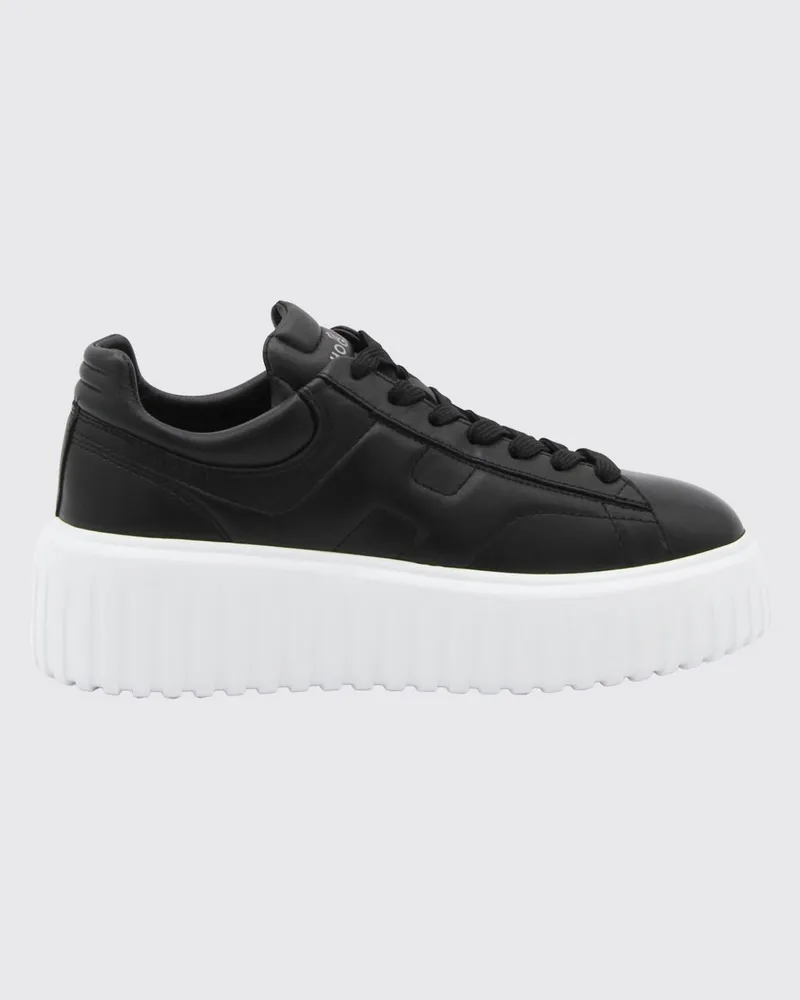 Hogan H-Stripes Plateau-Sneaker aus glattem Kalbsleder mit geprägtem Logo Schwarz