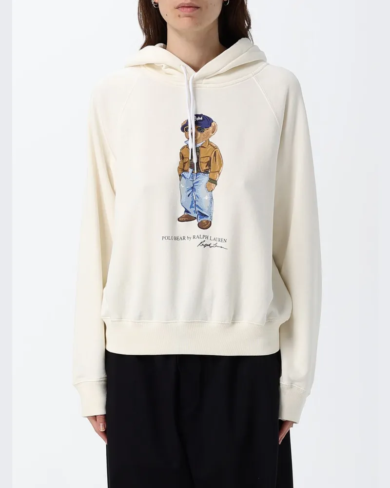 Ralph Lauren Baumwoll-Hoodie mit Teddybär-Print Weiß