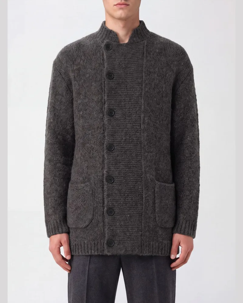 Giorgio Armani Cardigan von aus Kaschmir und Seide mit aufgesetzten Taschen Braun