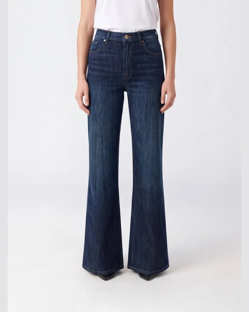 7 for all mankind Hochgeschnittene Stovepipe-Jeans von aus Stretch-Denim Blau