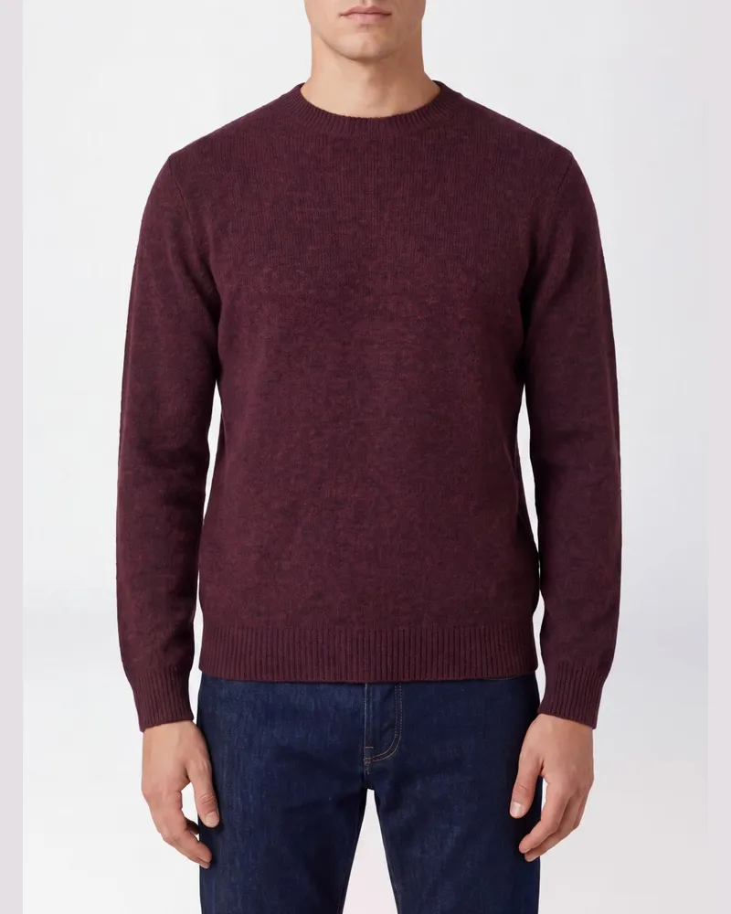 Roberto Collina Pullover aus reiner Wolle mit Rundhalsausschnitt und Rippbündchen Burgunderrot