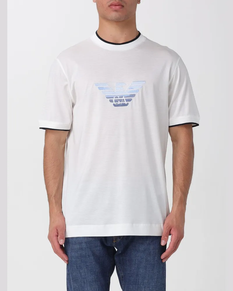 Emporio Armani T-Shirt aus Baumwollmischung mit Logo Weiß