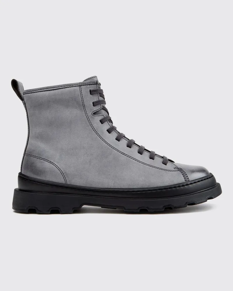 Camper Brutus+ Schnürstiefeletten von aus Leder mit Profilsohle Grau