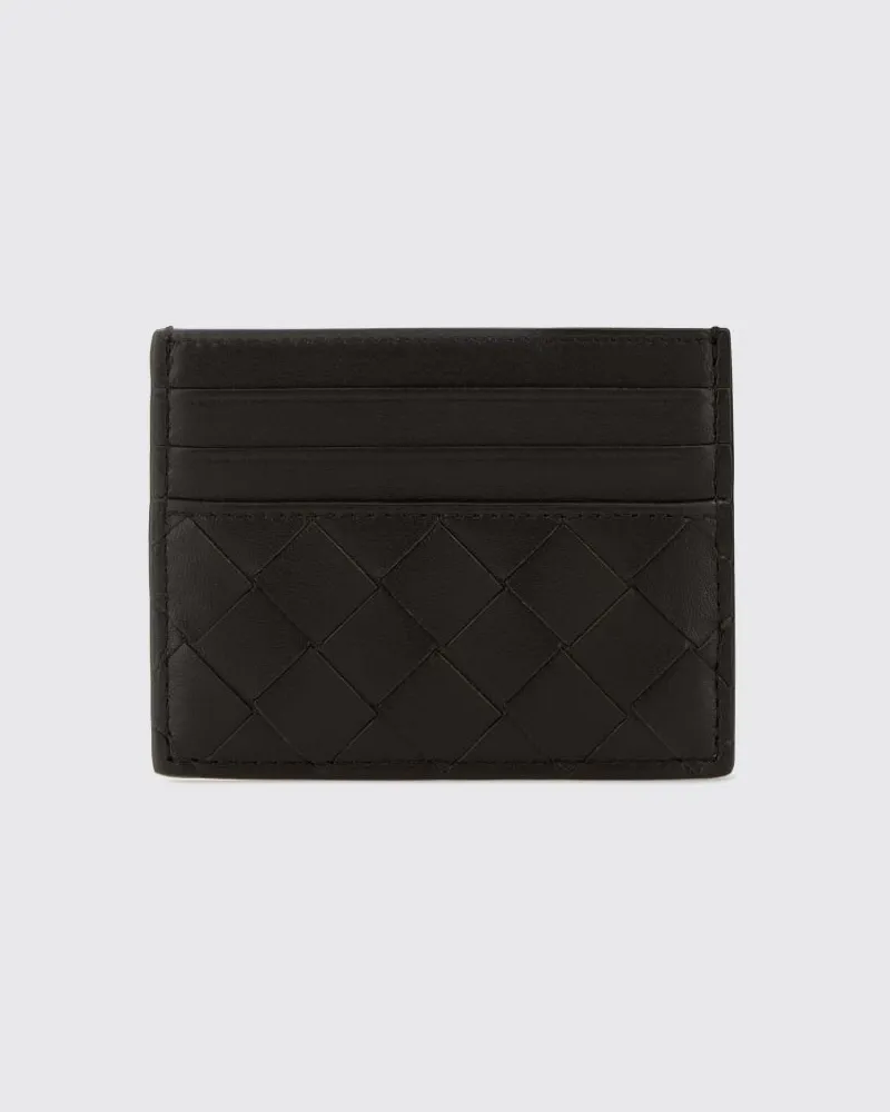 Bottega Veneta Flacher Kartenhalter aus geflochtenem Nappaleder mit 7 Fächern Burnt