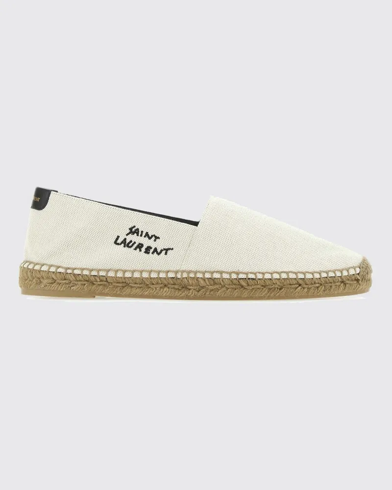 Saint Laurent Klassische Espadrilles aus Leinen- und Baumwoll-Canvas mit gesticktem Logo Weiß