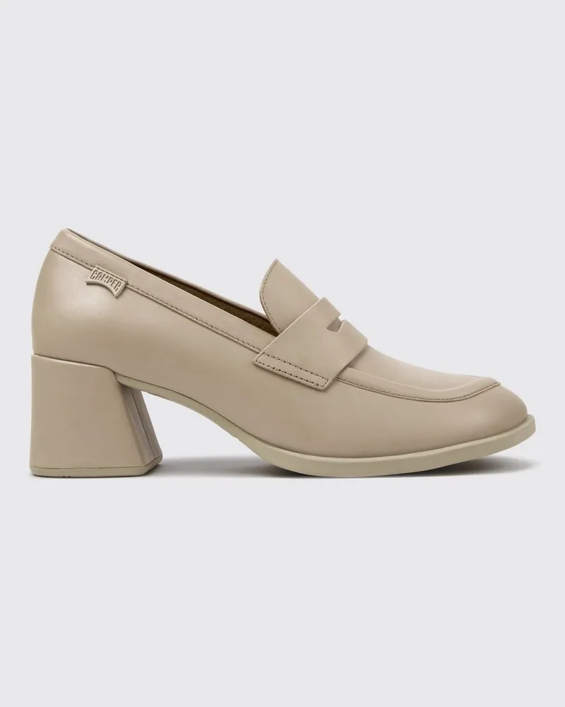 Camper Kora Loafer von aus Glattleder mit Riemen und mittlerem Absatz Beige