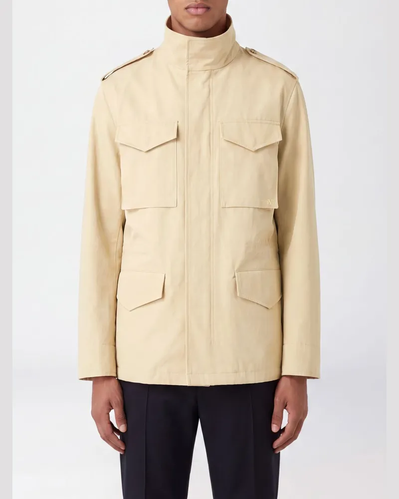 Valentino Garavani Utility-Jacke aus Baumwolle mit Stehkragen und Schulterklappen Weiß