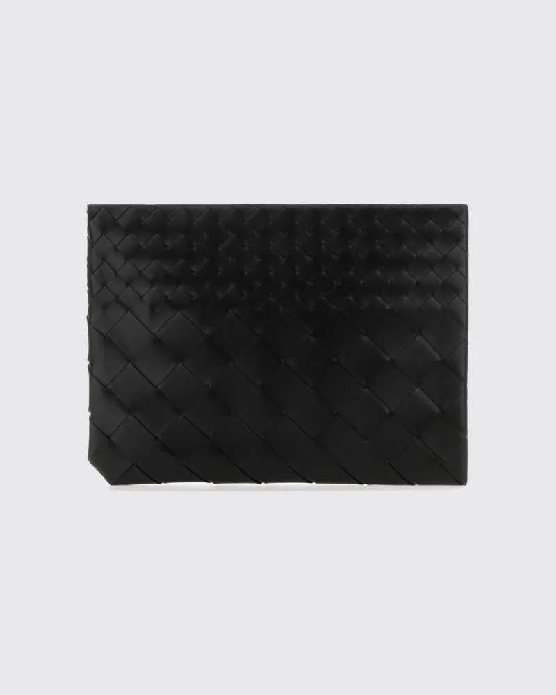 Bottega Veneta Dokumentenhalter aus schwarzem Leder mit Intrecciato-Muster Schwarz