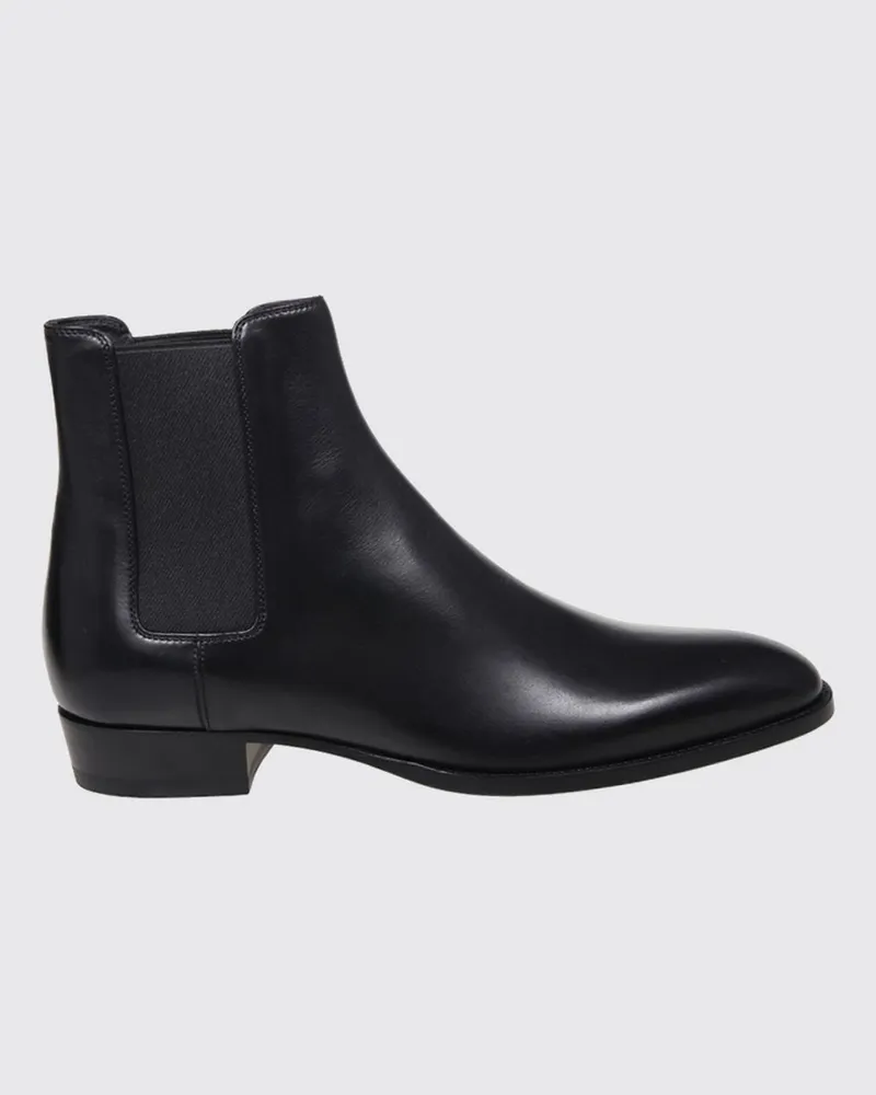 Saint Laurent Wyatt Chelsea-Boots aus glattem Kalbsleder mit spitzer Zehenpartie Schwarz