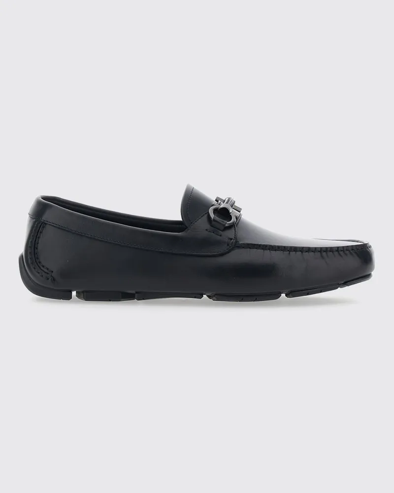 Ferragamo Driver-Loafer aus Kalbsleder mit Gancini-Horsebit aus Metall Schwarz