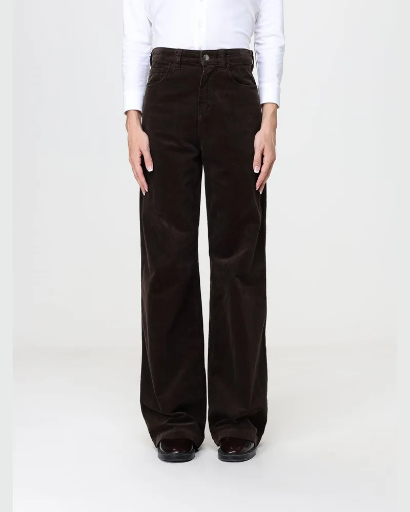 Emporio Armani Cord-Jeans mit weitem Bein und hoher Taille Grün