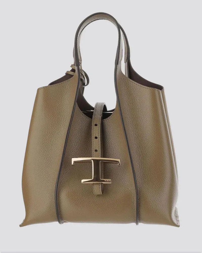 TOD'S T Timeless Mini Shopping Bag aus Leder Earth