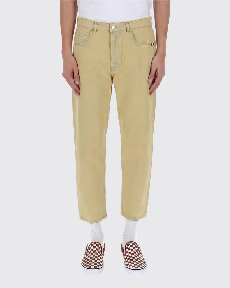 Amish Cropped Fit Jeans aus Baumwolldenim Beige