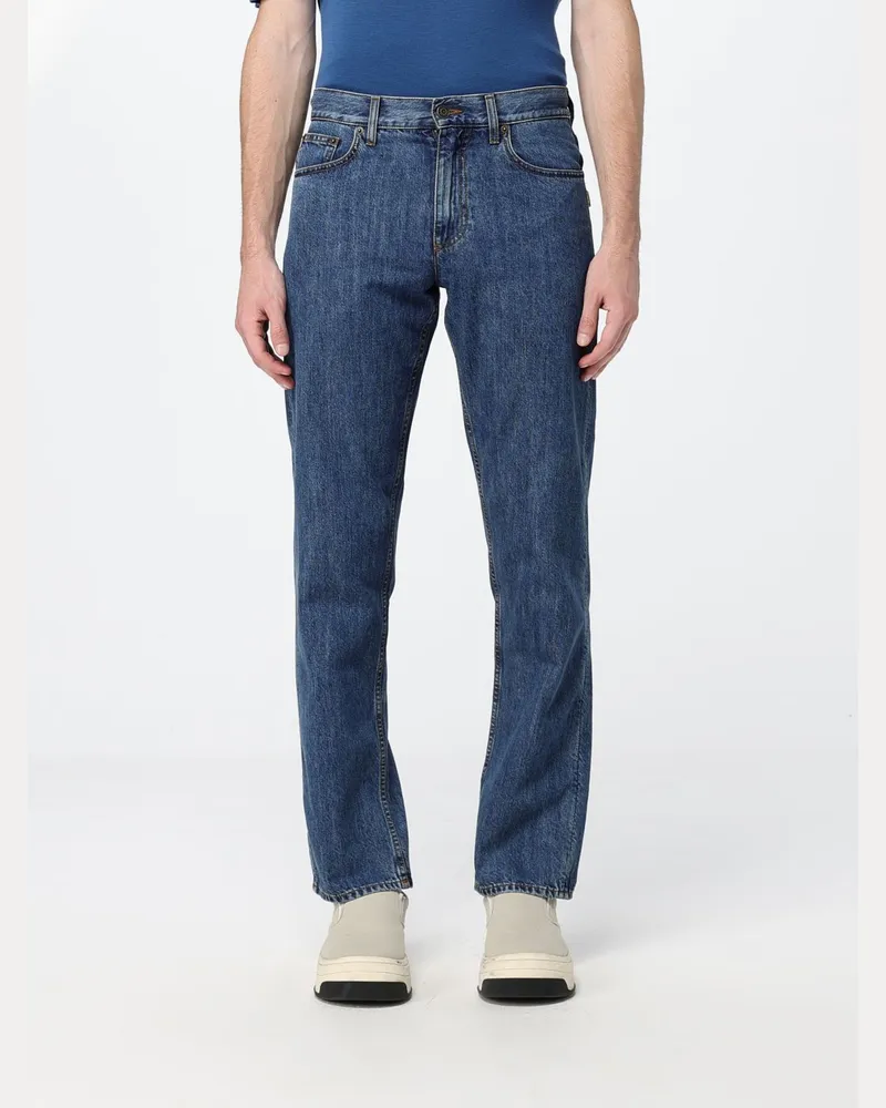 Burberry Straight-Leg Jeans aus Baumwolldenim mit Logo hinten Blau