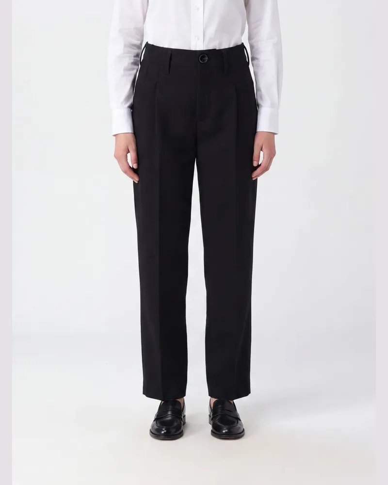 AMI Paris Straight-Hose von mit hoher Taille aus reiner Wolle Schwarz