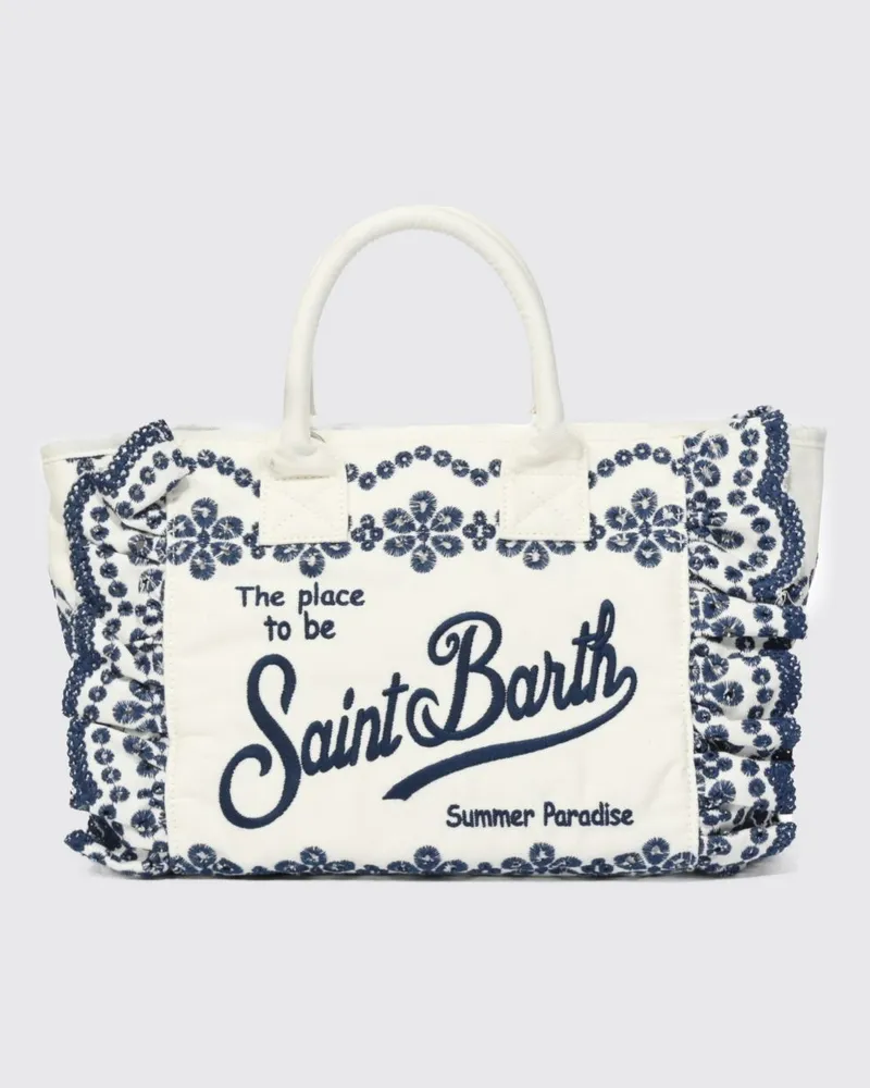 MC2 Saint Barth Colette Tasche aus Baumwolldenim und Sangallo Weiß