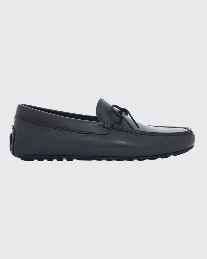 HUGO BOSS Driver-Loafer aus Glattleder mit Gummisohle Blau