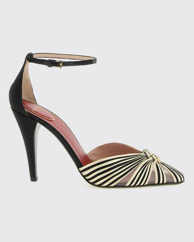Valentino Garavani Gestreifte Pumps aus Seide und Viskose mit Stilettoabsatz Bunt