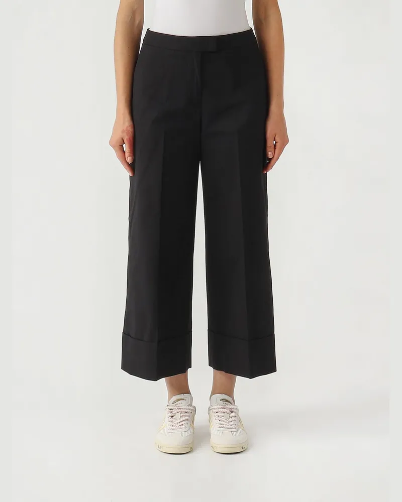 PT TORINO Cropped-Hose aus Baumwoll-Twill Schwarz