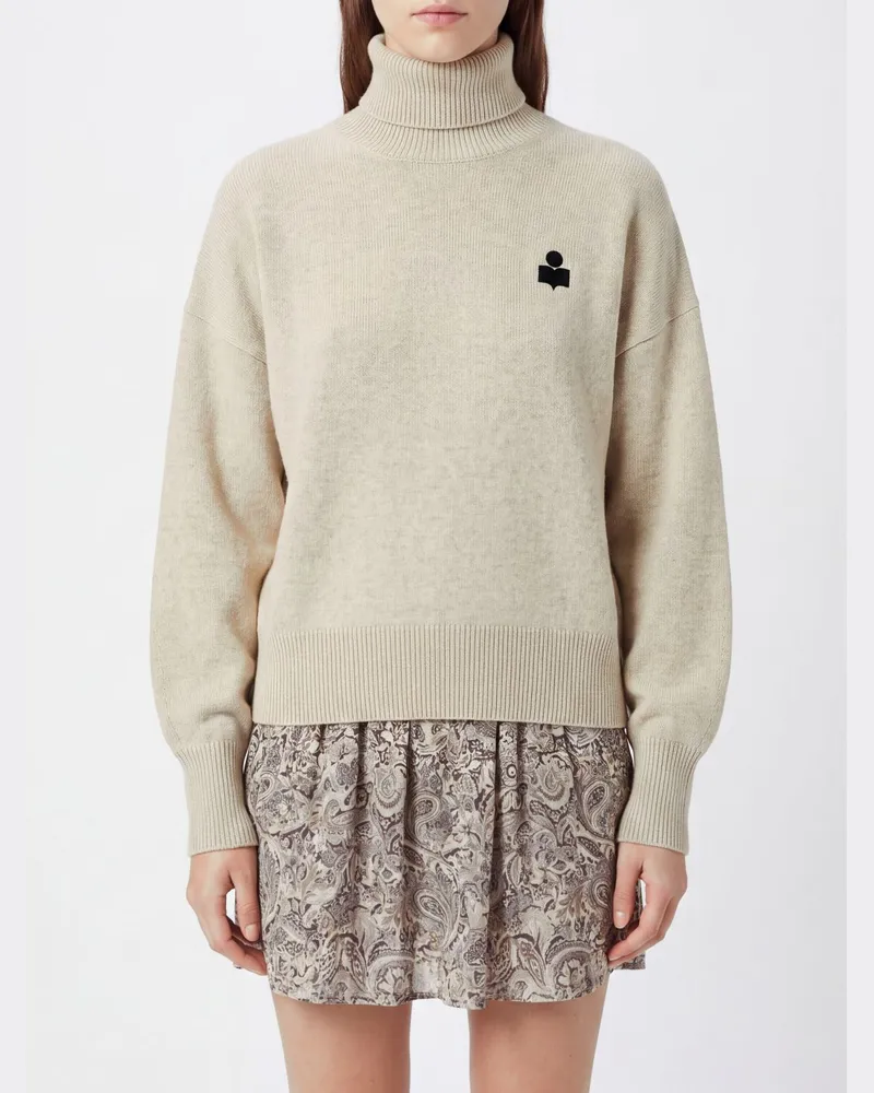 Étoile Isabel Marant Rollkragenpullover aus Baumwollmix mit gesticktem Logo Grau