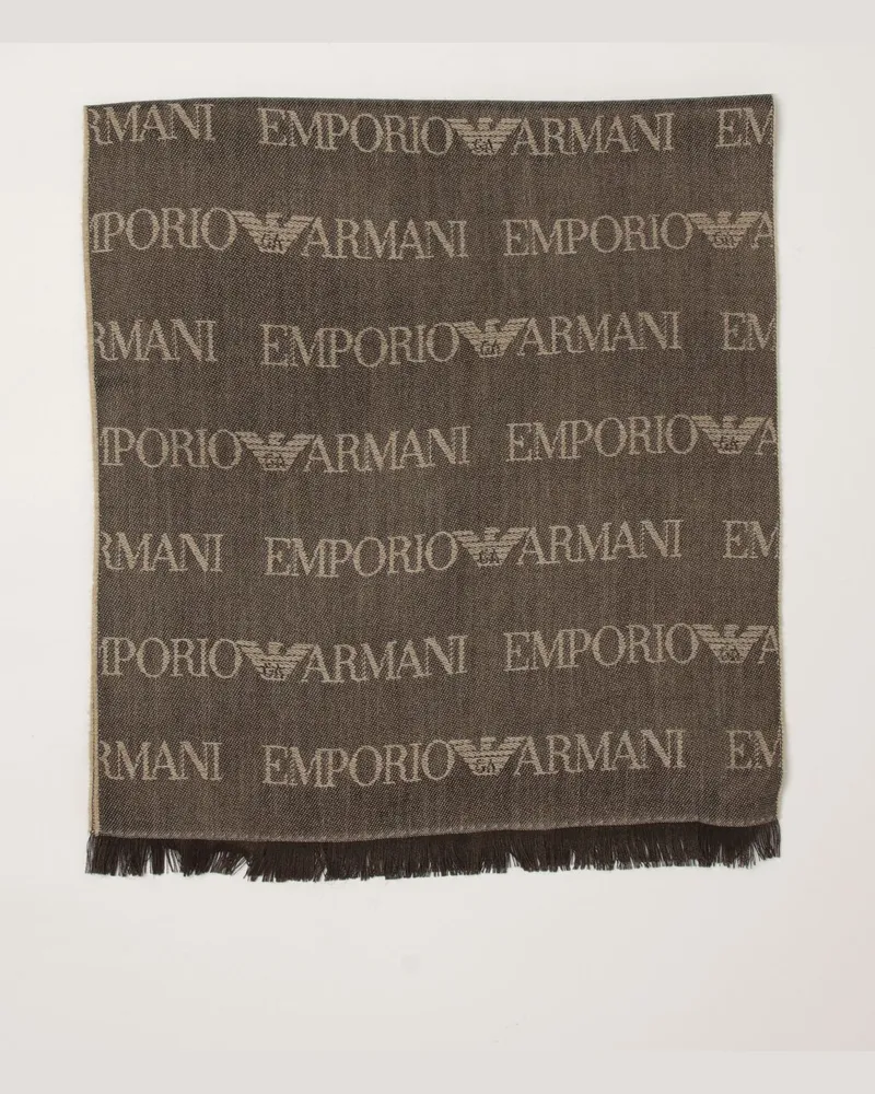 Emporio Armani Schal aus Schurwollmischung mit Jacquard-Logo-Muster Grau