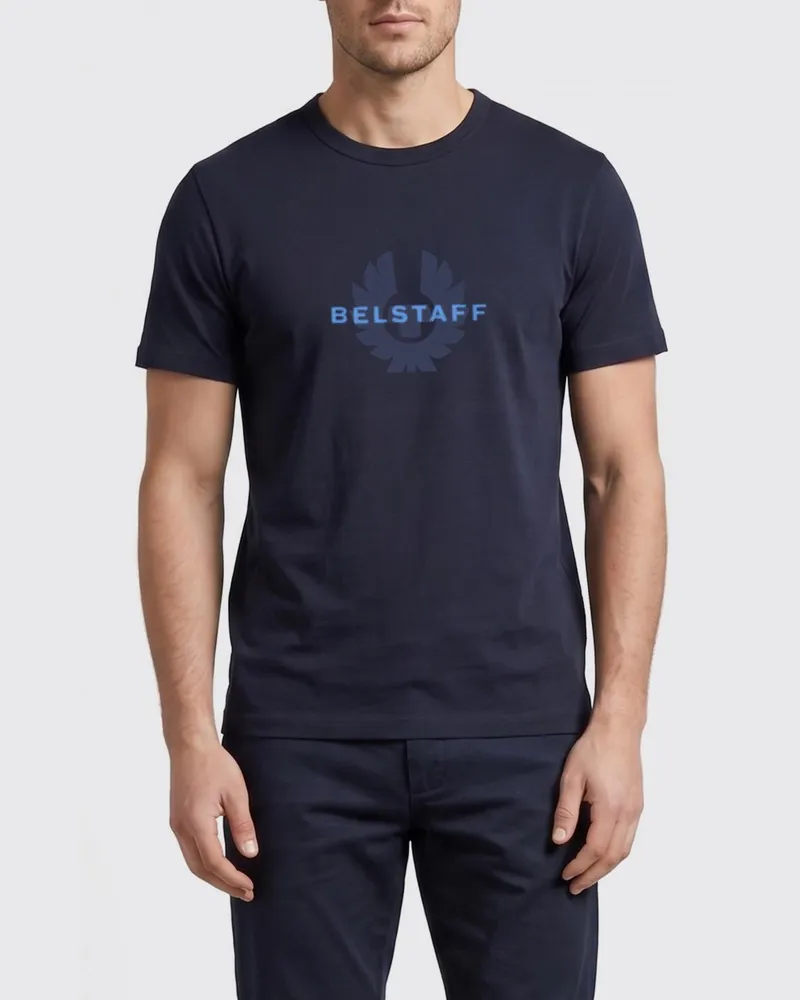 Belstaff Surface Rundhals-T-Shirt mit Logo Blau