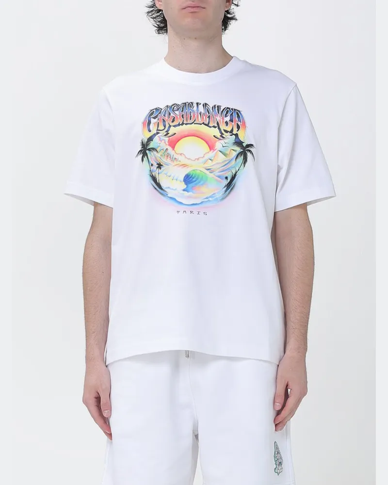 Casablanca Paris Rundhals-T-Shirt aus Bio-Baumwolle mit Logo-Print Weiß