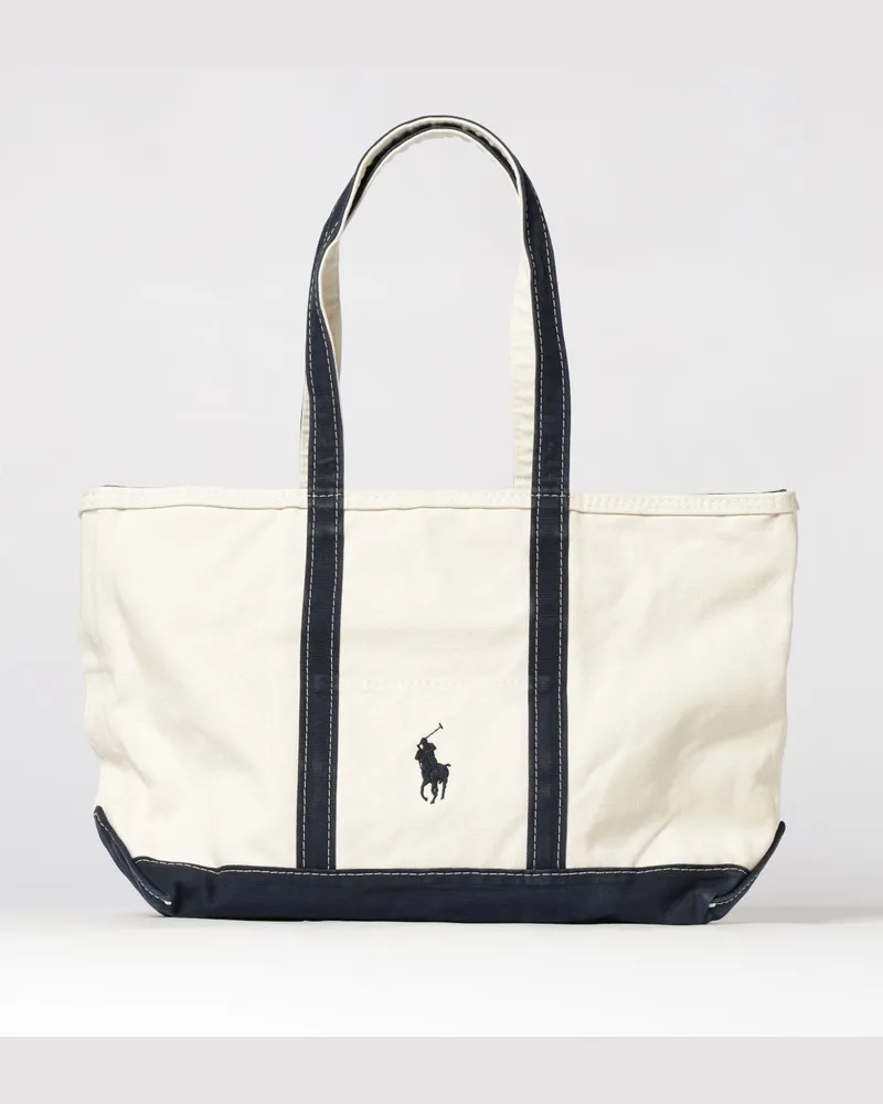 Ralph Lauren Baumwoll-Canvas-Tasche mit gesticktem Logo Weiß