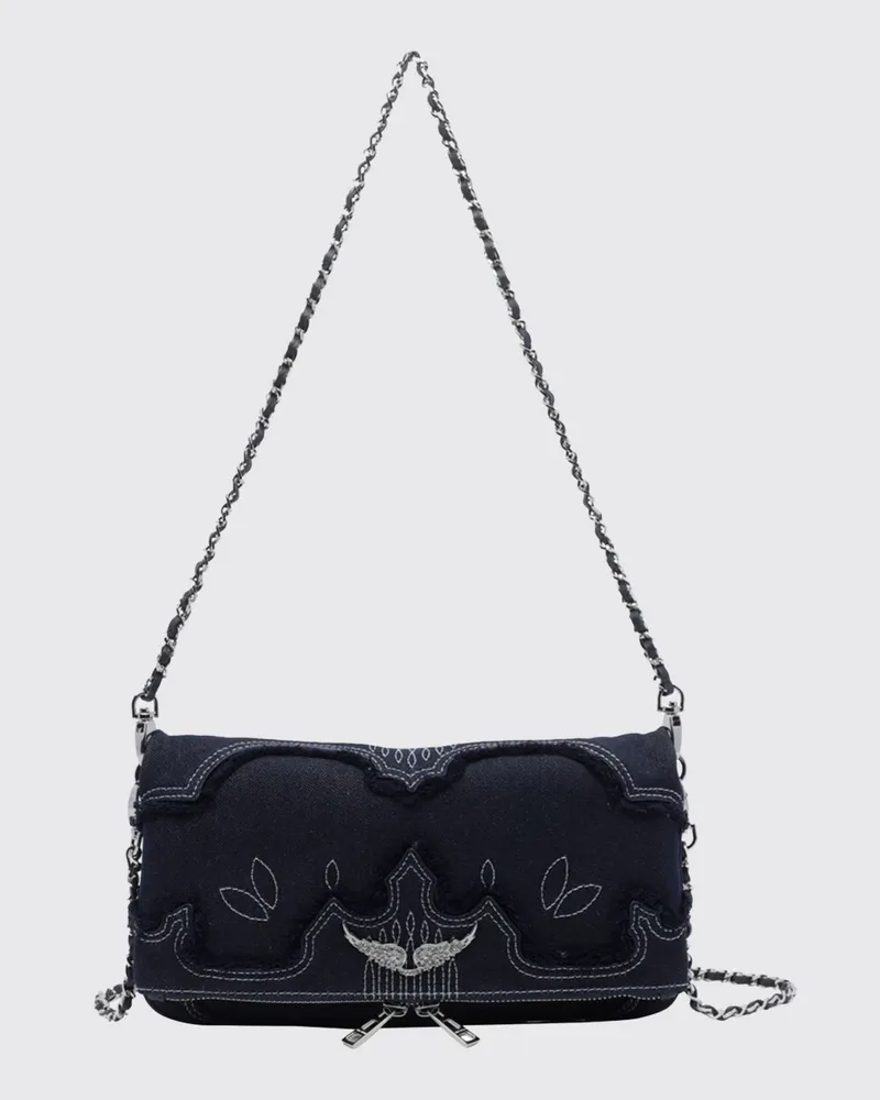 Zadig & Voltaire ZADIG  VOLTAIRE Rock Schultertasche von Zadig & Voltaire aus besticktem Denim mit Logo Blau