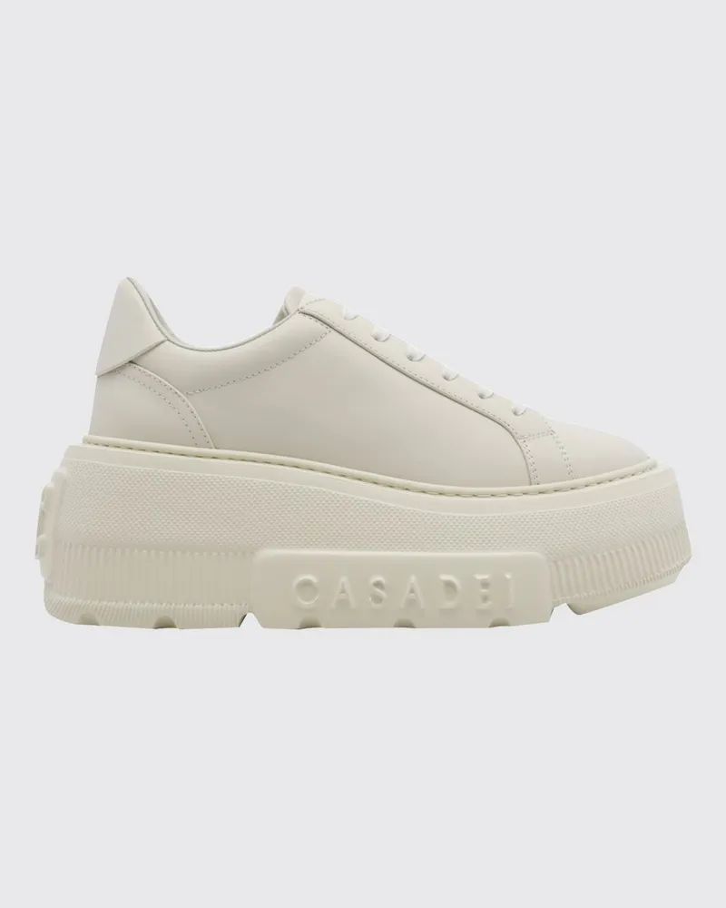 Casadei Nexus Plateau-Sneaker aus Glattleder mit Keilabsatz Weiss