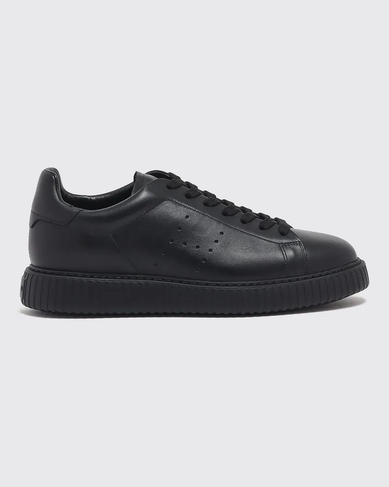 Hogan H-Stripes Sneakers aus Leder mit Memory-Foam-Innensohle Schwarz