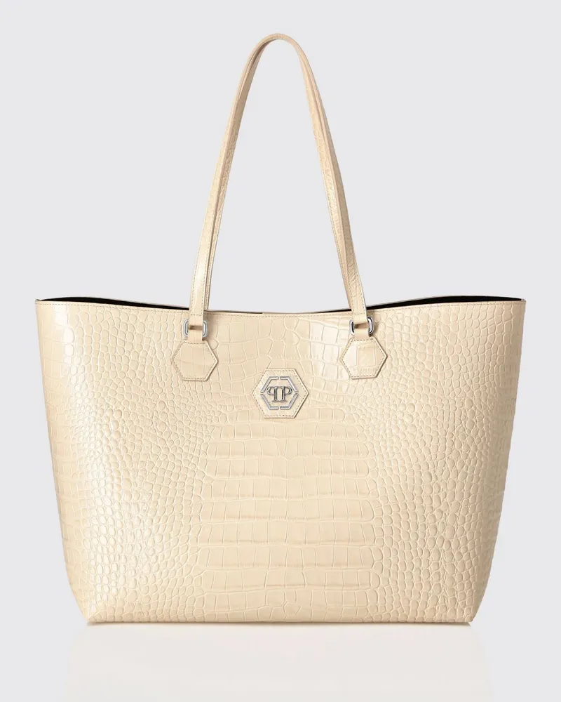 Philipp Plein Tasche aus Krokoprägung Leder Beige
