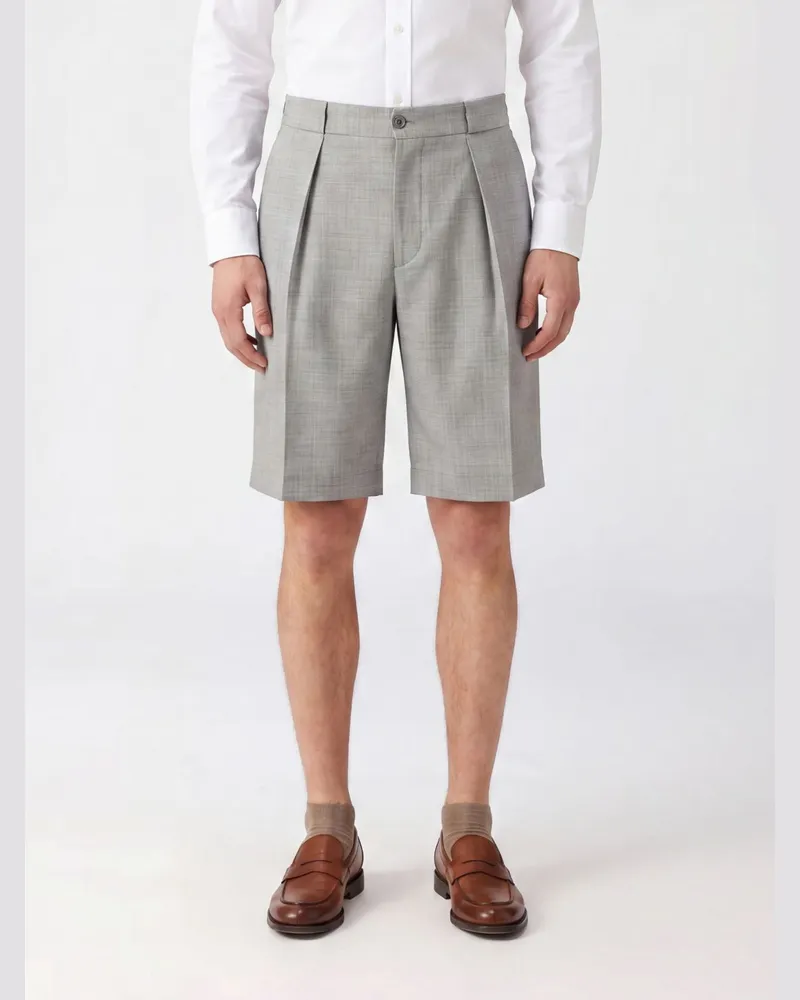 Briglia 1949 Maßgeschneiderte knielange Bermuda-Shorts aus Wollmischung mit Eingrifftaschen Perle